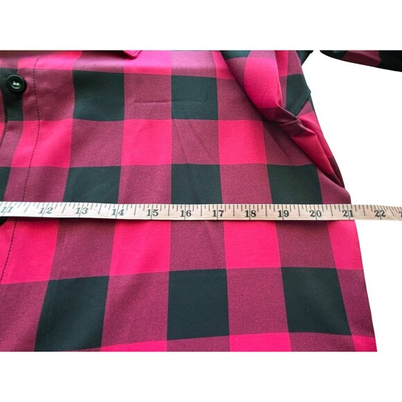 Womens Red & Black Plaid Button Down Shirt Long Sleeve Collared Top Casual Wear - Picture 2 of 5